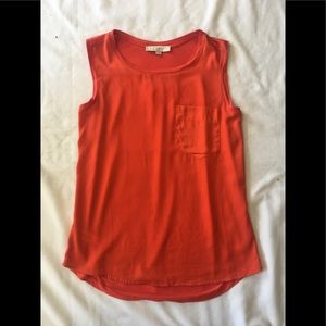 Loft Tangerine/Orange Flowey Blouse Size sm.